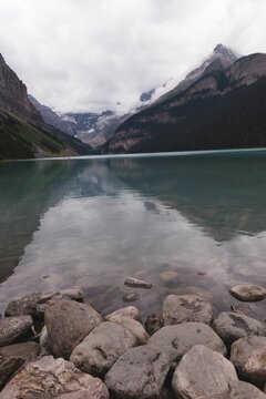 Fototapeta Lake and mountain at countryside