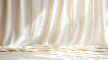 Obraz premium Soft, muted cotton fabric drapes elegantly, illuminated by gentle daylight, creating serene