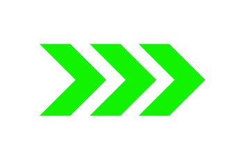 Bold Green chevron arrows pointing to the right on a white background. The modern and minimalistic design symbolizes direction, movement, progress, or forward navigation. Ideal for use in web design.