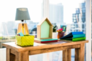 Office supplies on wooden table