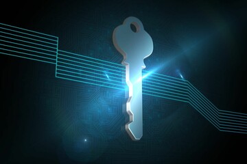 Glowing key on black background