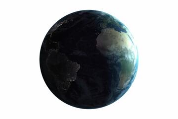 Planet earth against white background