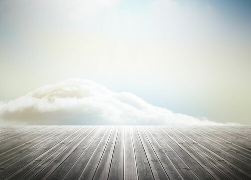 Fototapeta Digitally generated floorboards in the sky