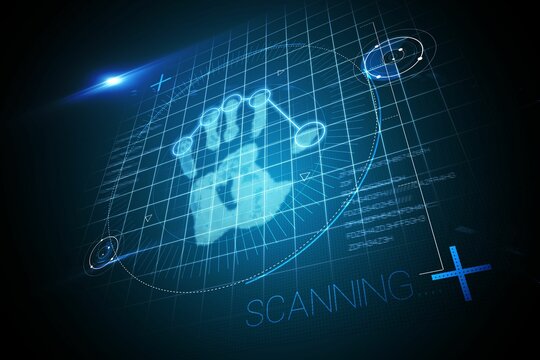 Naklejki Digital security hand scan