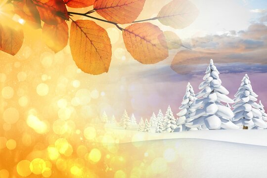 Fototapeta Autumn changing to winter