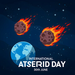 Fototapeta premium International Asteroid Day: Pixel Art Meteorite Impact on Earth - June 30th
