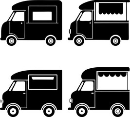 vintage food truck silhouette on white background .eps