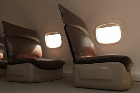 Fototapeta Empty seats in commercial airplane