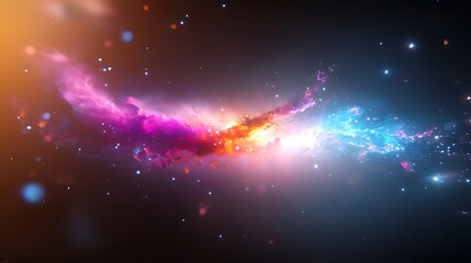 Vibrant Cosmic Whirlpool with Stars and Nebula in Deep Space Featuring Orange Pink and Blue Hues Against a Dark Backdrop and Luminous Light Effects