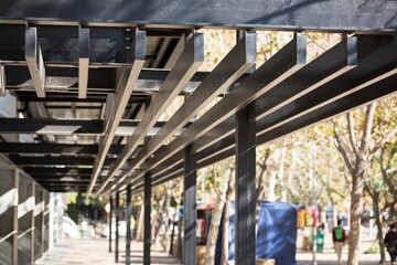 Entrance gate by park during day