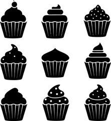 cupcake silhouettes set  large pack of vector silh (1).eps