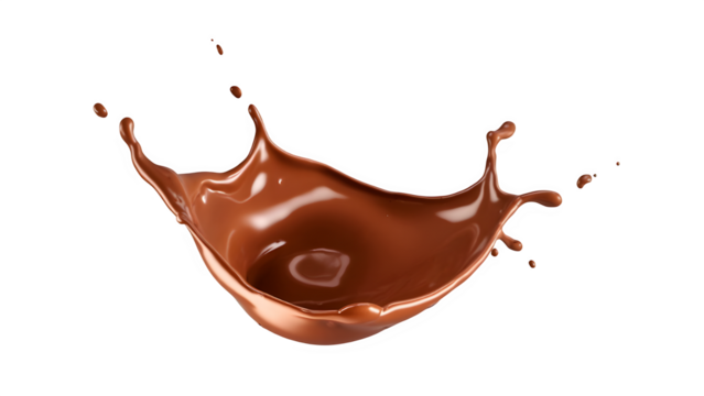 Rich chocolate drizzled on a white backdrop. Vector lifelike depiction