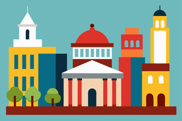 Vibrant Cityscape A Colorful Illustration of Urban Architecture