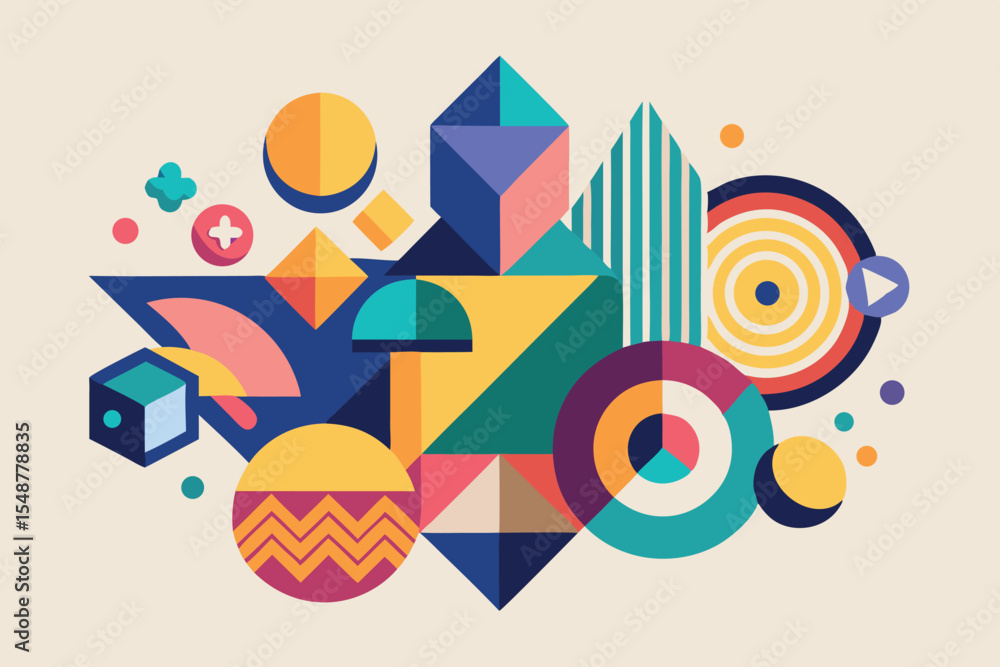 Poster colorful geometric shapes create a vibrant abstract design in a modern artistic display