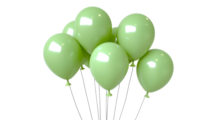 Elegant Cluster of Lime Green Balloons Floating Against a Dark Background