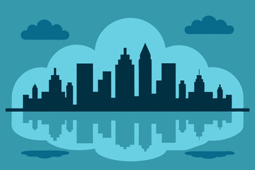 Naklejka premium vector illustration of city skyline