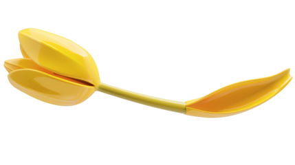 Yellow tulip stalk 3D render icon isolated on white background