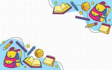 Back to school element template vector background