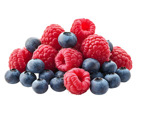 Vibrant raspberries and blueberries against a stark black background a symphony of flavors