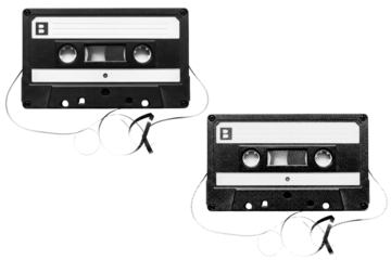 Retro vintage Cassette halftone on transparent PNG. Ideal for overlays, posters, and designs. High-res, AI-based with human edited effects. Old vintage Cassette in trendy dotted pop art style.