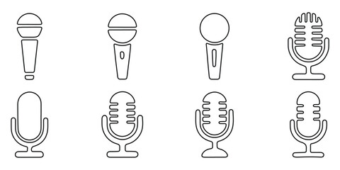 Vintage microphone continuous one line drawing. Microphone single line art illustration. Editable vector. retro microphone icon. Silhouette Karaoke Microphone Flat Illustration in Simple Minimalist. 
