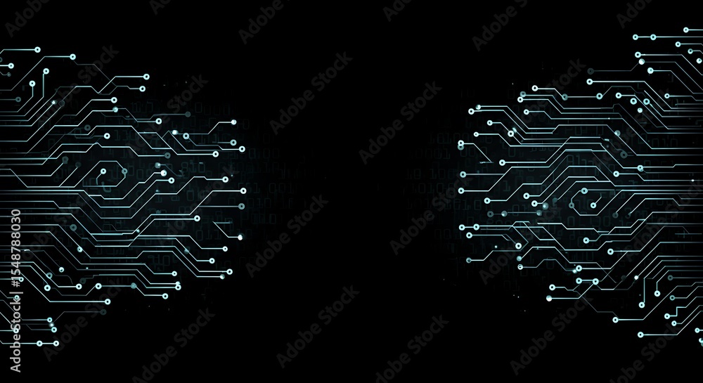 Poster abstract circuit board design technology background with glowing lines and connections