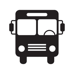 Public Bus Front View Silhouette Icon Black Urban Transport Vector
