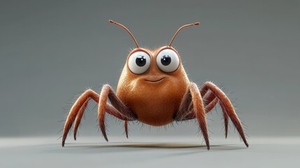 Three-dimensional Cartoon Character Illustration of Cute Tick Animal