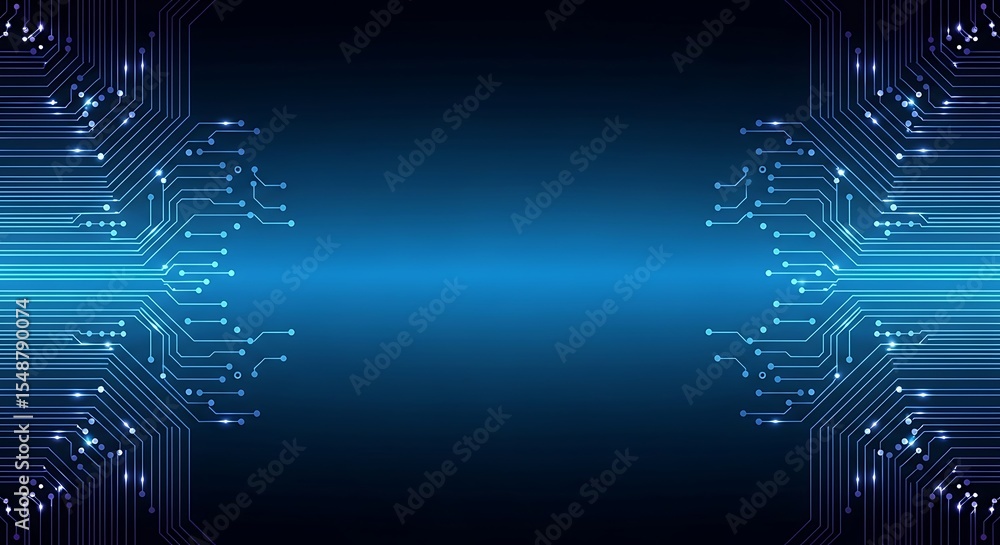 Poster abstract circuit board design, futuristic technology background with glowing lines.