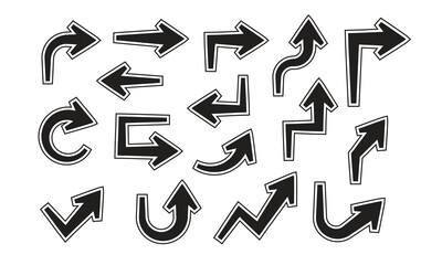 Arrows set vector collection. Arrow icon. Arrow. Cursor simple arrows. symbols decorative element design illustration	