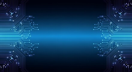 Abstract circuit board design, futuristic technology background with glowing lines.