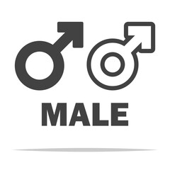 Male gender symbol outline icon transparent vector isolated