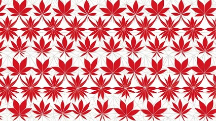 高品質な麻の葉装飾文様紅白フレーム素材｜年賀状やカードに最適