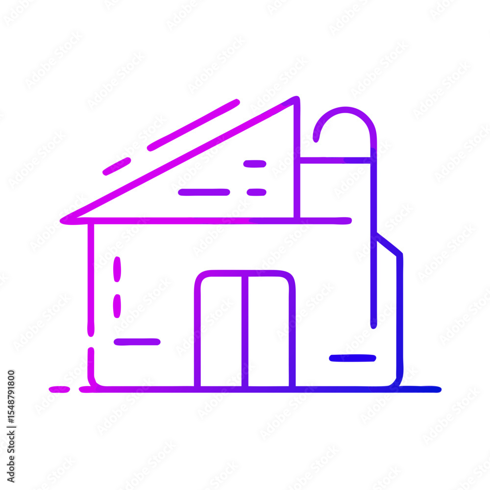Poster modern architecture building icon, minimalist gradient line art concept for web application or const