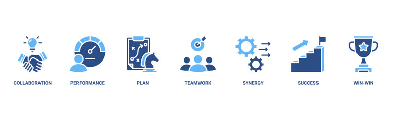 Partnership banner web icon vector illustration concept with icon of collaboration, performance, plan, teamwork, synergy, success and win-win solution