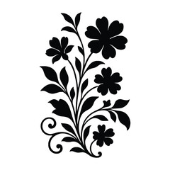 Ornamental Flower Silhouette Vector Decorative Floral Design