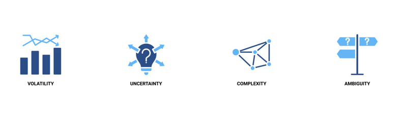 VUCA banner web icon vector illustration concept to describe or reflect on the volatility, uncertainty, complexity, and ambiguity of general conditions and situations