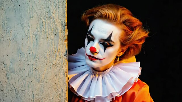 sad clown in Dark Scary Halloween Horror Scene