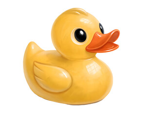 yellow rubber duck toy on white background