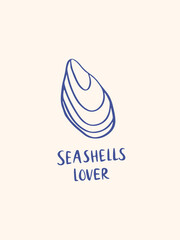 Hand drawn whimsical seashell poster