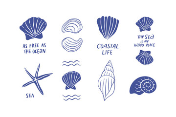Hand drawn coastal life collection