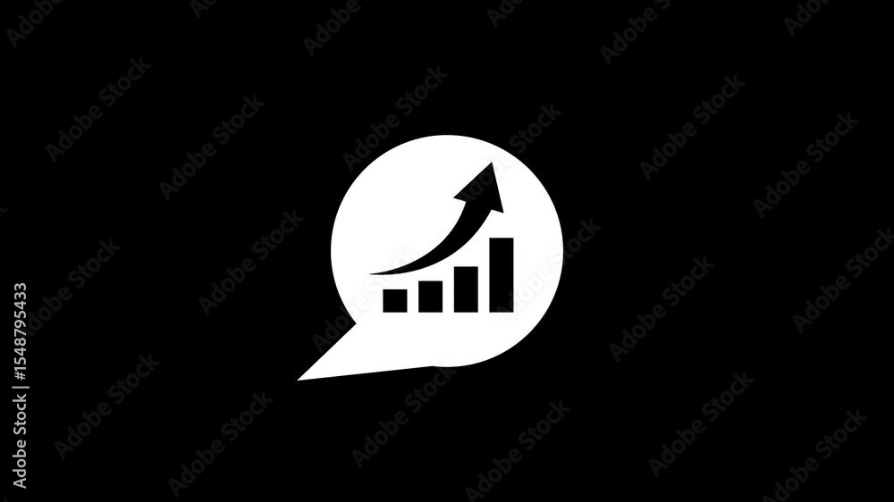 Poster speech bubble business bar chart icons.growing chart with arrow.business graph icons.statistic chart