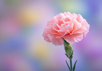 Light Pink Carnation Flower on Pastel Background