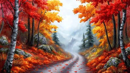 Scenic Autumn Forest Path
