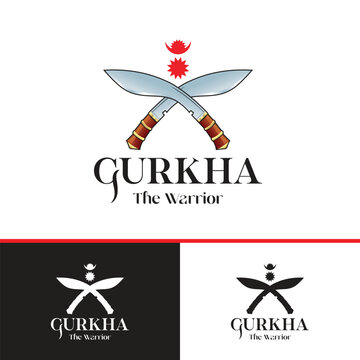 Gurkha warrior logo with kukri knives
