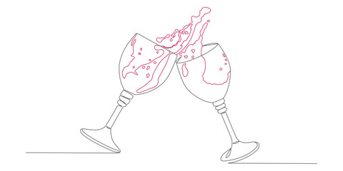Continuous line vector design illustration of wine drink, for drinking together, cheers eps 4