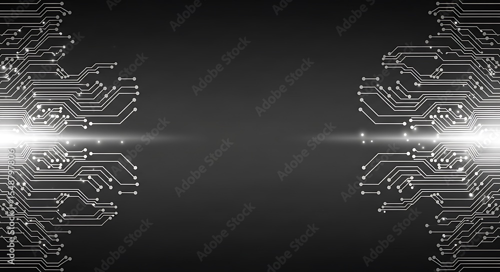 Aufkleber abstract circuit board design with glowing center, showcasing technological complexity and futuristi