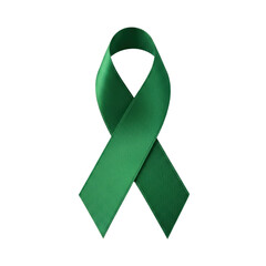 Green ribbon to raise awareness for a cause. Symbol of support and solidarity.
