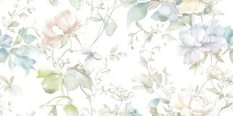 Pastel Floral Elegance Seamless Pattern Soft Botanical Bloom Print for Textile Wallpaper Decor