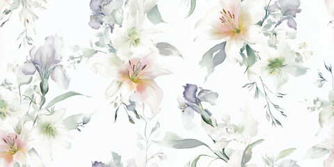 Vibrant Bloom Seamless Pattern Artistic Floral Watercolor Print for Fabric Wallpaper Design